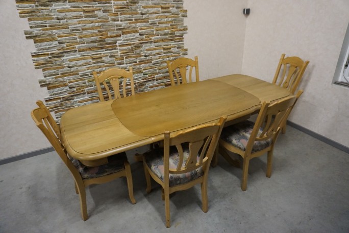 STÓŁ LITY DĄB DĘBOWY ROZKŁADANY JASNY + 6...