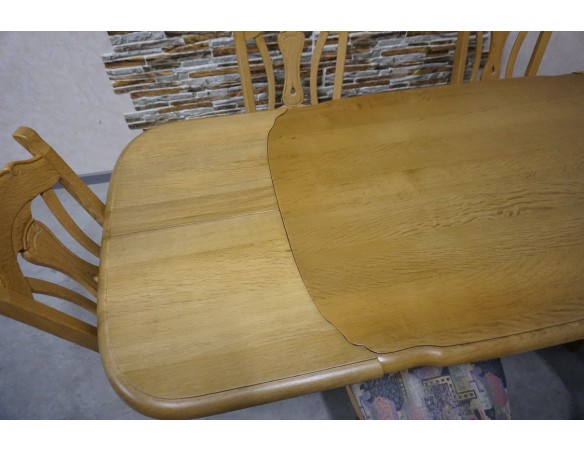 STÓŁ LITY DĄB DĘBOWY ROZKŁADANY JASNY + 6 KRZESEŁ 140/225 CM