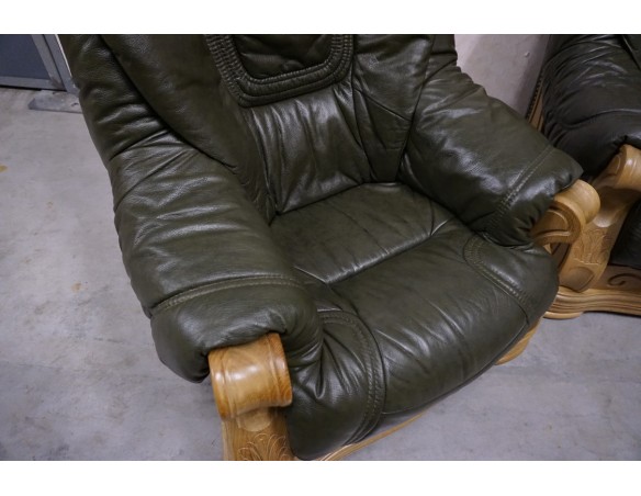 ZESTAW SKÓRA NATURALNA NA STELAŻU DĘBOWYM 3+1+1+PUFA