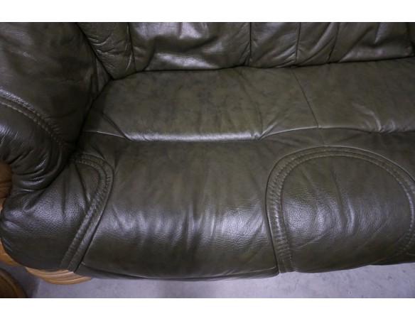 ZESTAW SKÓRA NATURALNA NA STELAŻU DĘBOWYM 3+1+1+PUFA