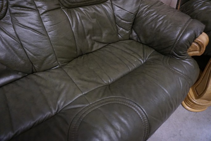 ZESTAW SKÓRA NATURALNA NA STELAŻU DĘBOWYM...