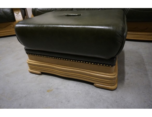 ZESTAW SKÓRA NATURALNA NA STELAŻU DĘBOWYM 3+1+1+PUFA