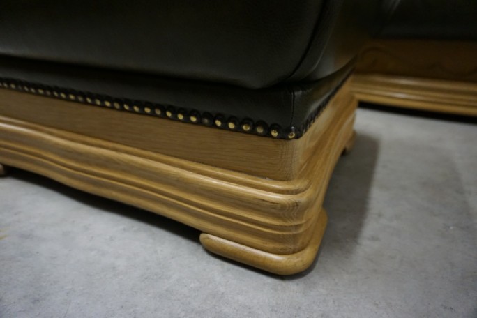 ZESTAW SKÓRA NATURALNA NA STELAŻU DĘBOWYM...