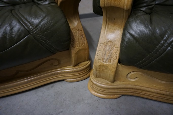 ZESTAW SKÓRA NATURALNA NA STELAŻU DĘBOWYM...