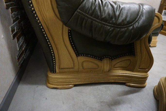 ZESTAW SKÓRA NATURALNA NA STELAŻU DĘBOWYM...