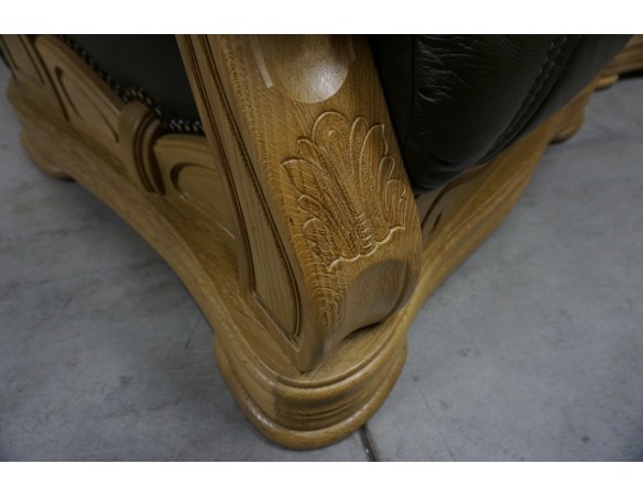 ZESTAW SKÓRA NATURALNA NA STELAŻU DĘBOWYM 3+1+1+PUFA