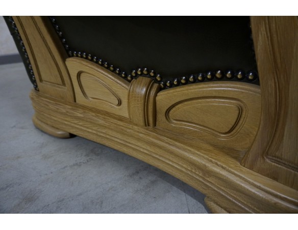 ZESTAW SKÓRA NATURALNA NA STELAŻU DĘBOWYM 3+1+1+PUFA