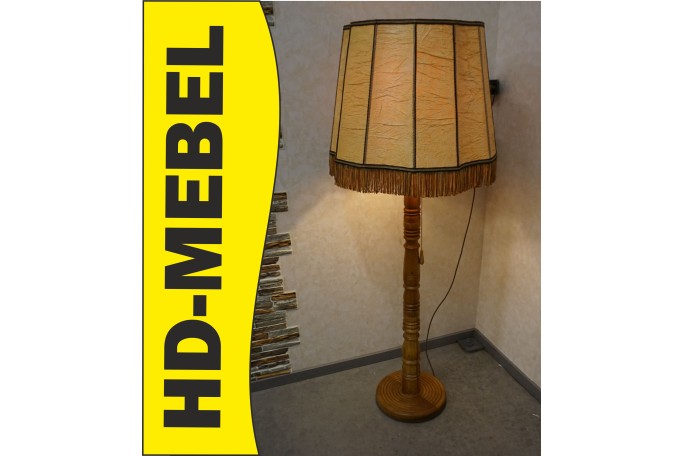 LAMPA STOJĄCA DĘBOWA ZE STYLOWYM DUŻYM ABAŻUREM...
