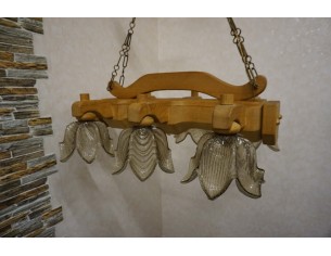 ŻYRANDOL LITY DĄB DĘBOWY JASNY MASYWNY 6 KLOSZY SZER. 90 CM 2