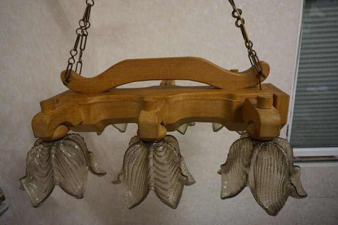 ŻYRANDOL LITY DĄB DĘBOWY JASNY MASYWNY 6 KLOSZY...