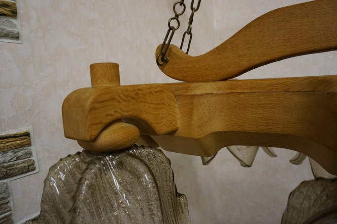 ŻYRANDOL LITY DĄB DĘBOWY JASNY MASYWNY 6 KLOSZY...