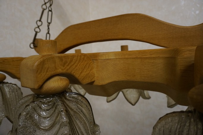 ŻYRANDOL LITY DĄB DĘBOWY JASNY MASYWNY 6 KLOSZY...