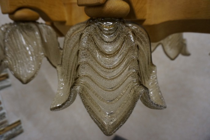 ŻYRANDOL LITY DĄB DĘBOWY JASNY MASYWNY 6 KLOSZY...