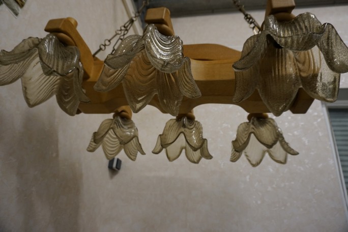 ŻYRANDOL LITY DĄB DĘBOWY JASNY MASYWNY 6 KLOSZY...