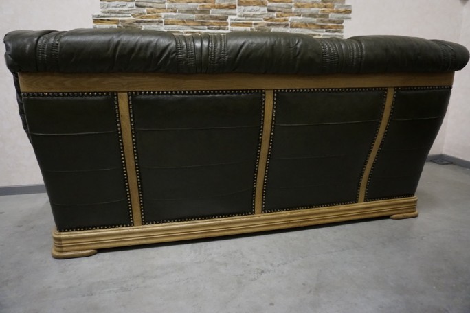 ZESTAW SKÓRA NATURALNA NA STELAŻU DĘBOWYM...