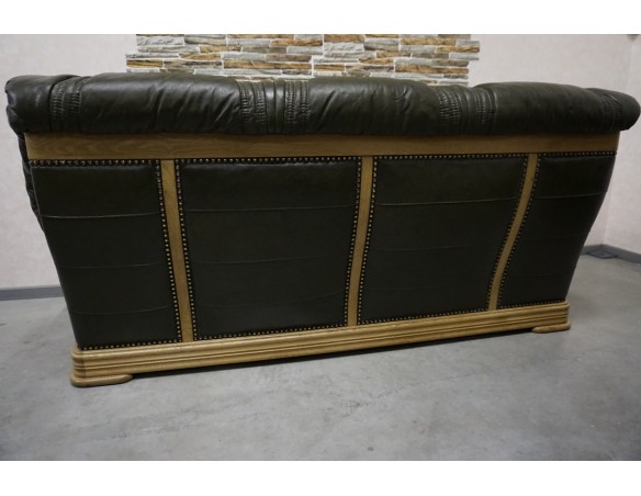 ZESTAW SKÓRA NATURALNA NA STELAŻU DĘBOWYM 3+1+1+PUFA