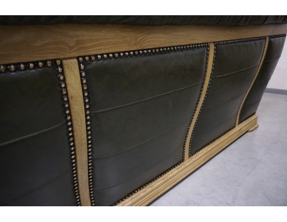 ZESTAW SKÓRA NATURALNA NA STELAŻU DĘBOWYM 3+1+1+PUFA