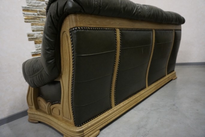 ZESTAW SKÓRA NATURALNA NA STELAŻU DĘBOWYM...