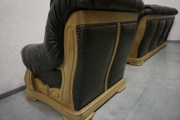 ZESTAW SKÓRA NATURALNA NA STELAŻU DĘBOWYM...