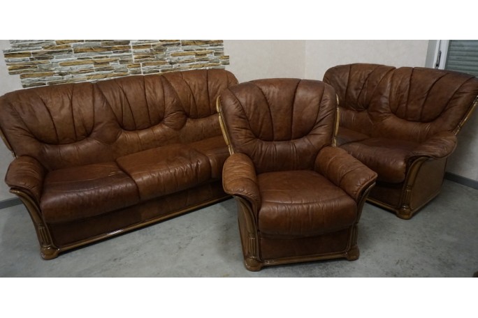 ZESTAW SKÓRA NATURALNA WŁOSKI STYL 3+2+1 DO...