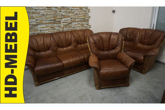 ZESTAW SKÓRA NATURALNA WŁOSKI STYL 3+2+1 DO...