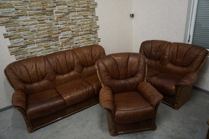 ZESTAW SKÓRA NATURALNA WŁOSKI STYL 3+2+1 DO...