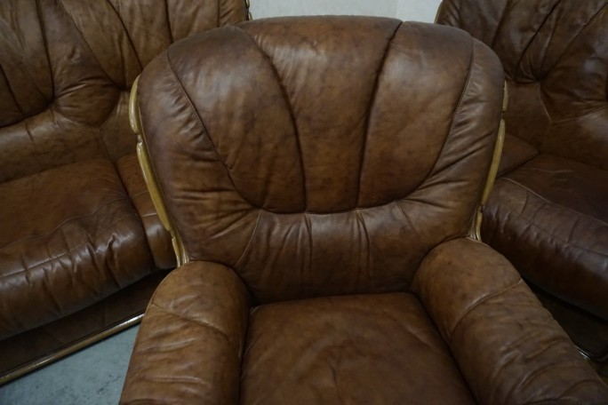 ZESTAW SKÓRA NATURALNA WŁOSKI STYL 3+2+1 DO...