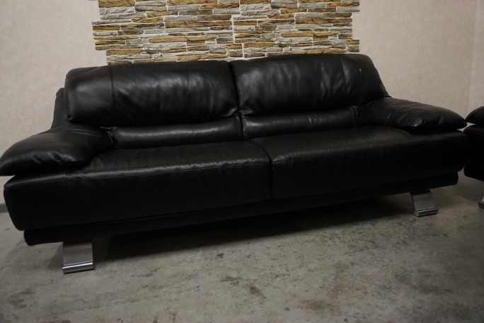 ZESTAW SKÓRA NATURALNA 3+2 CZARNA NA ALU STOPACH