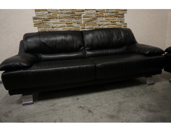 ZESTAW SKÓRA NATURALNA 3+2 CZARNA NA ALU STOPACH