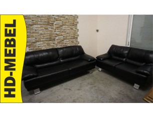 ZESTAW SKÓRA NATURALNA 3+2 CZARNA NA ALU STOPACH