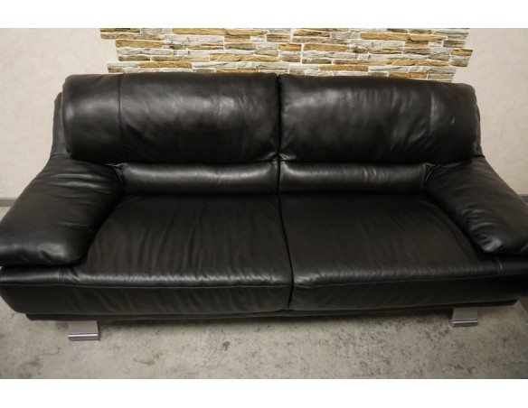 ZESTAW SKÓRA NATURALNA 3+2 CZARNA NA ALU STOPACH