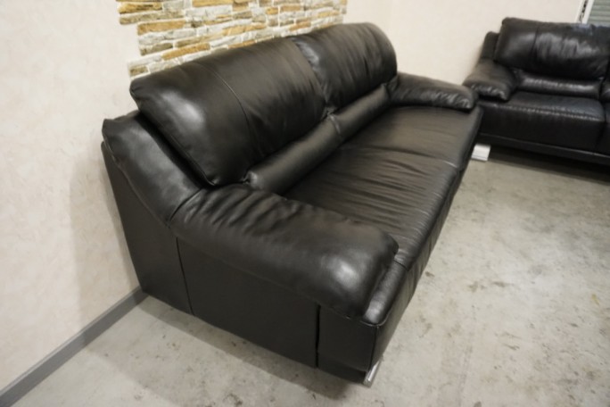 ZESTAW SKÓRA NATURALNA 3+2 CZARNA NA ALU STOPACH