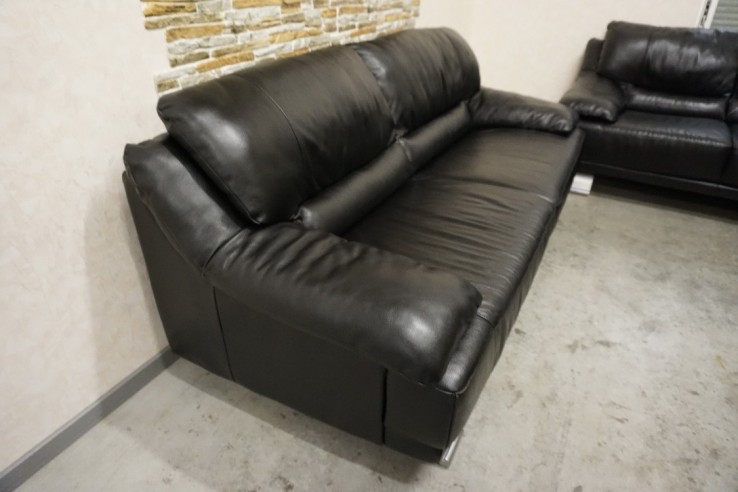 ZESTAW SKÓRZANY SKÓRA NATURALNA 3+2 CZARNA NA...