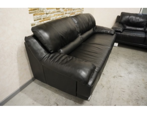 ZESTAW SKÓRA NATURALNA 3+2 CZARNA NA ALU STOPACH