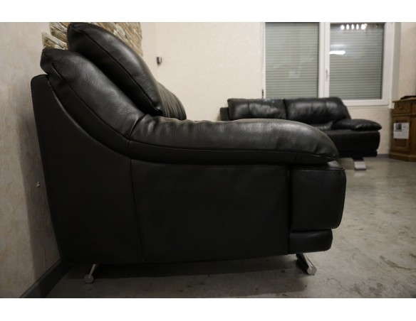 ZESTAW SKÓRA NATURALNA 3+2 CZARNA NA ALU STOPACH