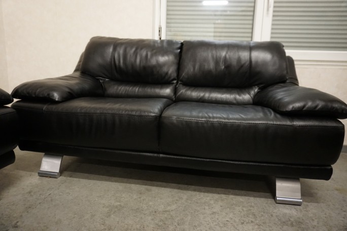 ZESTAW SKÓRA NATURALNA 3+2 CZARNA NA ALU STOPACH