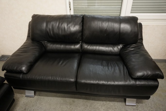 ZESTAW SKÓRA NATURALNA 3+2 CZARNA NA ALU STOPACH