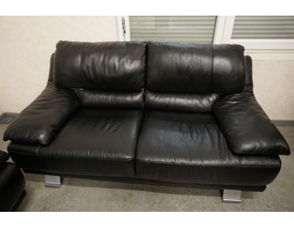 ZESTAW SKÓRA NATURALNA 3+2 CZARNA NA ALU STOPACH