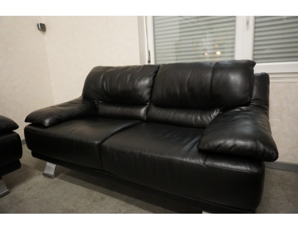 ZESTAW SKÓRA NATURALNA 3+2 CZARNA NA ALU STOPACH