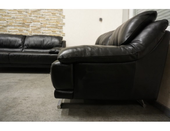 ZESTAW SKÓRA NATURALNA 3+2 CZARNA NA ALU STOPACH