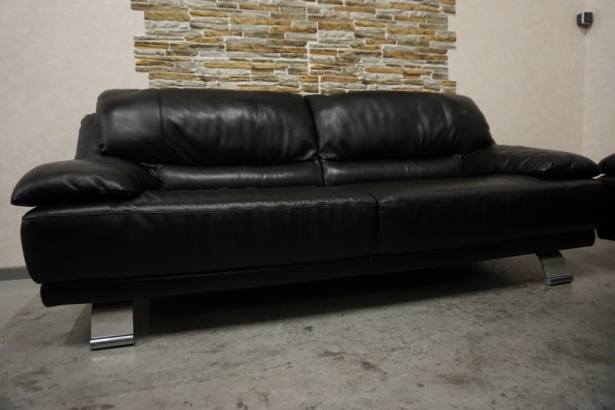 ZESTAW SKÓRA NATURALNA 3+2 CZARNA NA ALU STOPACH