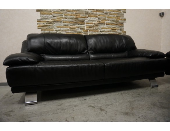 ZESTAW SKÓRA NATURALNA 3+2 CZARNA NA ALU STOPACH