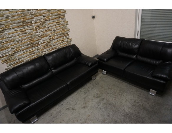 ZESTAW SKÓRA NATURALNA 3+2 CZARNA NA ALU STOPACH