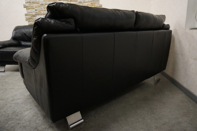 ZESTAW SKÓRA NATURALNA 3+2 CZARNA NA ALU STOPACH