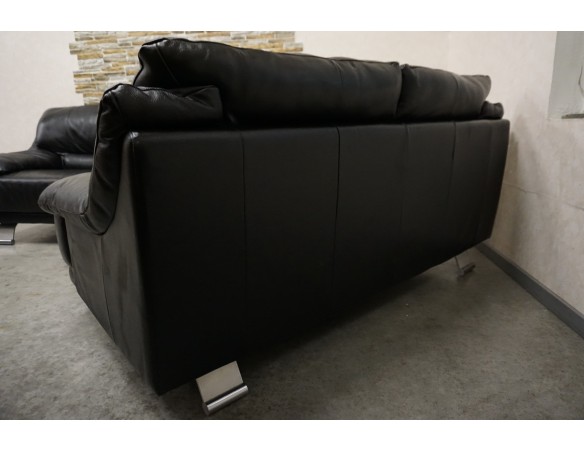 ZESTAW SKÓRA NATURALNA 3+2 CZARNA NA ALU STOPACH