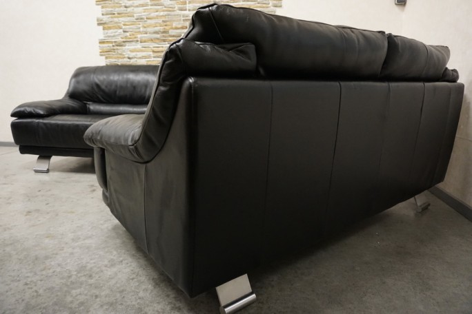 ZESTAW SKÓRA NATURALNA 3+2 CZARNA NA ALU STOPACH