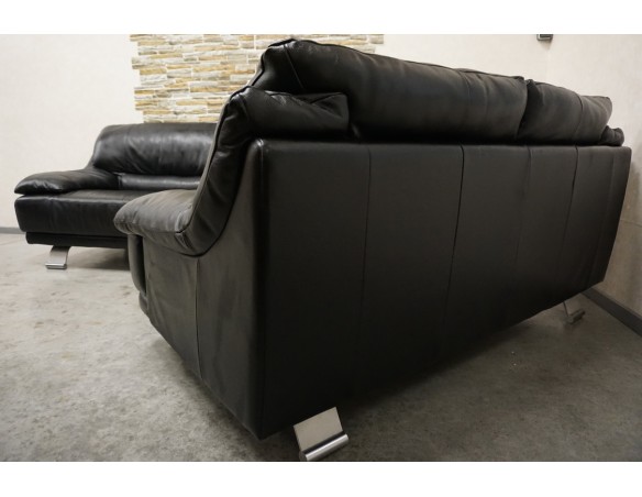 ZESTAW SKÓRA NATURALNA 3+2 CZARNA NA ALU STOPACH