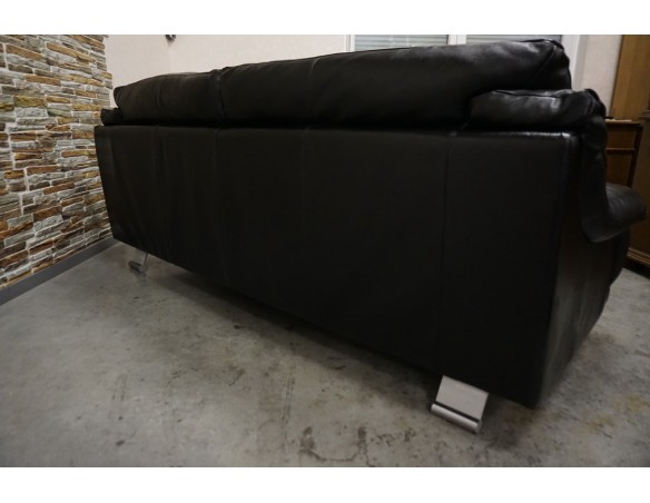 ZESTAW SKÓRA NATURALNA 3+2 CZARNA NA ALU STOPACH