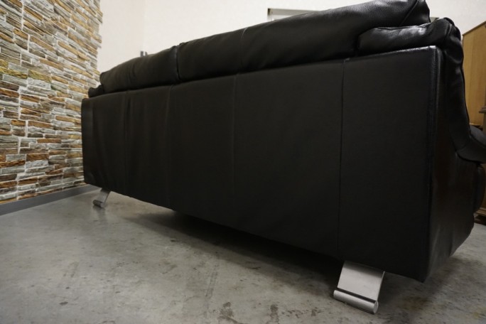 ZESTAW SKÓRA NATURALNA 3+2 CZARNA NA ALU STOPACH