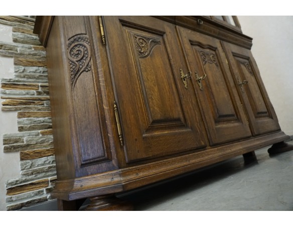 WITRYNA Z KOMODĄ CIEMNY LITY DĄB SZER. 169CM